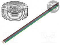 Wire  ribbon, stranded, Cu, 4x0,25mm2, PVC, black,red,blue,green