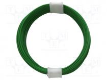 Wire, stranded, Cu, 0.04mm2, green, PVC, 60V, 10m