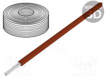 Wire, stranded, Cu, 0.04mm2, brown, PVC, 60V, 10m