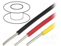 Wire, HookUp Wire PVC, solid, Cu, 24AWG, PVC, yellow, 300V, 30.5m