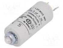 Capacitor  motors, run, 5uF, 420VAC, Ø25x70mm, -25....85C, 5%