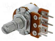 Potentiometer  shaft, single turn, 5k, 63mW, 20%, THT, 6mm, metal