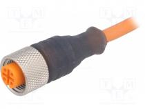 Connection lead, M12, PIN  4, straight, 2m, plug, 250VAC, 4A, IP67