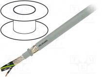 Wire  control cable, JZ-HF-CY, 4G1,5mm2, PVC, grey, stranded, Cu