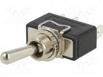 Switch  toggle, Pos  2, SPDT, ON-(ON), 16A/250VAC, Toggle  round