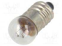 Filament lamp  miniature, E10, 24VDC, 50mA, Bulb  spherical, 1.2W