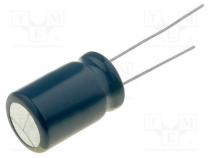 Capacitor  electrolytic, low impedance, THT, 680uF, 10VDC, 20%