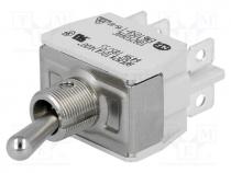 Switch  toggle, Pos  3, DP3T, ON-OFF-ON, 10A/250VAC, -20....55C
