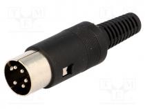 Plug, DIN, male, PIN  5, Layout  240, straight, for cable, soldering