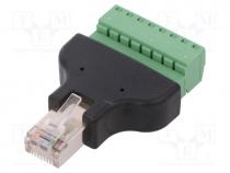 Adapter, PIN  8, terminal block,RJ45 plug, screw terminal