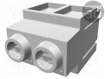 PCB terminal block, angled 90, 10.16mm, ways  2, on PCBs, tinned