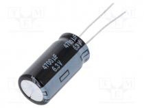 Capacitor  electrolytic, low impedance, THT, 4700uF, 6.3VDC, 20%