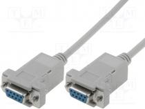 Cable, D-Sub 9pin socket,both sides, 3m, grey