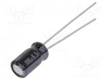 Capacitor  electrolytic, THT, 100uF, 6.3VDC, Ø5x9mm, Pitch  2mm