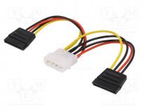 Cable  mains SATA, Molex male,SATA plug x2, 150mm