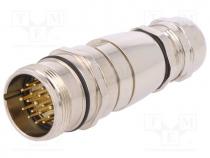 Connector  M23, plug, PIN  19(3+16), male, soldering, for cable
