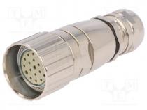 Connector  M23, plug, PIN  19(3+16), female, soldering, for cable