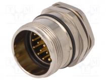 Connector  M23, socket, PIN  19(3+16), male, soldering, straight, 8A