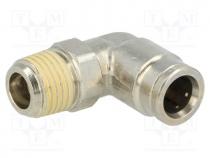 Push-in fitting, angled, Mat  nickel plated brass