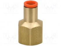 Push-in fitting, threaded,straight, -1÷10bar, Mat  brass, -5÷60C