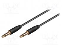 Cable, Jack 3.5mm 3pin plug,both sides, 0.5m, black, Øout  2.6mm