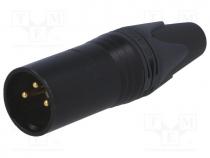 Plug, XLR, male, PIN  3, straight, for cable, soldering, 16A, 3.5÷8mm