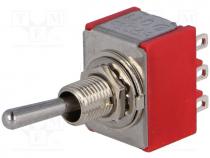 Switch  toggle, Pos  2, 3PDT, ON-ON, 2A/250VAC, 5A/28VDC, -35÷80C