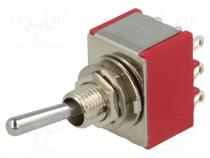 Switch  toggle, Pos  2, 3PDT, ON-ON, 5A/125VAC, 5A/28VDC, -30....85C