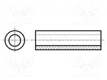 Spacer sleeve, cylindrical, polyamide, L  10mm, Øout  10mm