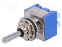 Switch  toggle, Pos  3, DP3T, ON-OFF-(ON), 6A/125VAC, -10....55C, 1kV