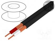 Wire  microphone cable, 2x0,25mm2, black, OFC, PVC, -15....70C