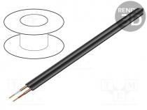 Wire  microphone cable, 2x0,12mm2, black, OFC, PVC, -15....70C