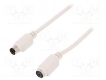 Cable, Mini DIN socket 6pin,Mini-DIN plug 6pin, 2m, beige