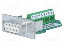 D-Sub, PIN  9, plug, female, for cable, screw terminal, 5A, 60V