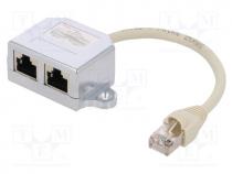 Plug/socket, splitter, Layout  8p8c, RJ45 socket x2,RJ45 plug