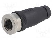 Plug, M12, PIN  5, female, A code-DeviceNet / CANopen, for cable