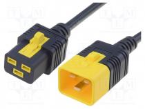 Cable, IEC C19 female,IEC C20 male, 2m, with locking, black, PVC