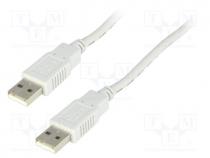 Cable, USB 2.0, USB A plug,both sides, 5m, light grey