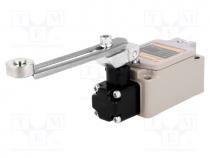 Limit switch, adjustable lever R 90mm, metal roller Ø17,5mm