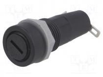 Fuse holder, cylindrical fuses, 5x20mm, 10A, on panel, -30....85C