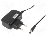 Power supply  switched-mode, voltage source, 9VDC, 1A, 9W, plug