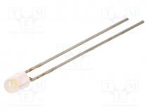 LED, 3mm, white cold, 140....680mcd, 100, Front  convex, Pitch  2.54mm
