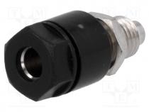 Socket, 4mm banana, 36A, 60VDC, Cutout  Ø8mm, black, nickel plated