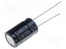 Capacitor  electrolytic, THT, 4.7uF, 450VDC, Ø10x16mm, Pitch  5mm
