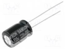 Capacitor  electrolytic, low impedance, THT, 220uF, 35VDC, Ø8x12mm