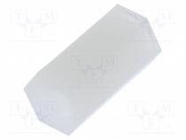 Screwed spacer sleeve, hexagonal, polyamide, M3, 11mm