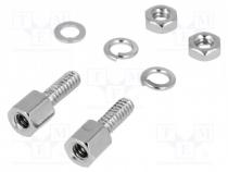 Set of screws for D-Sub, UNC4-40, Mat  chromium plated steel