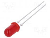 LED, 5mm, red, 35÷70mcd, 60, 20mA, 1.8÷2.2V, Front  convex