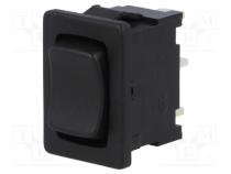 ROCKER, SP3T, Pos  3, (ON)-OFF-(ON), 6A/250VAC, black, IP40, none