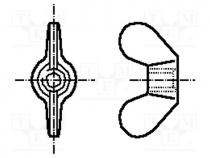 Nut, winged, M6, 1, polyamide, BN  1058, DIN  315